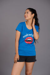 Vampire Printed Blue T-Shirt for Women - Go Devil