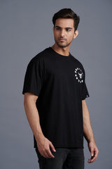 White Devil Printed Black Oversized T-Shirt for Men - Go Devil