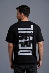 White Devil Printed Black Oversized T-Shirt for Men - Go Devil