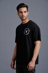 White Devil Printed Black Oversized T-Shirt for Men - Go Devil