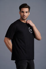 White Devil Printed Black Oversized T-Shirt for Men - Go Devil