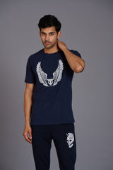 Wings Printed Go devil Navy Blue T-Shirt for Men - Go Devil