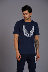 Wings Printed Go devil Navy Blue T-Shirt for Men - Go Devil