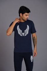 Wings Printed Go devil Navy Blue T-Shirt for Men - Go Devil