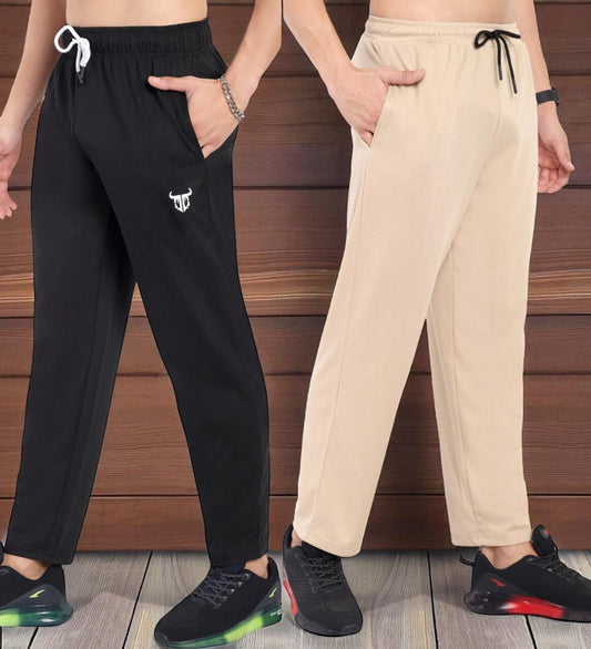 Pack of 2 Men Black & Ivory Color Track Pants