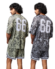Pack of 2 Go Devil 66 Printed Paisley White & Black & Green & Black Co-ord Set for Men
