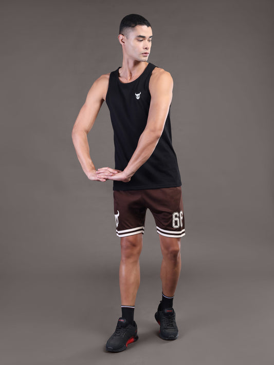 Go Devil Printed Mens Coffee Brown Sports Shorts