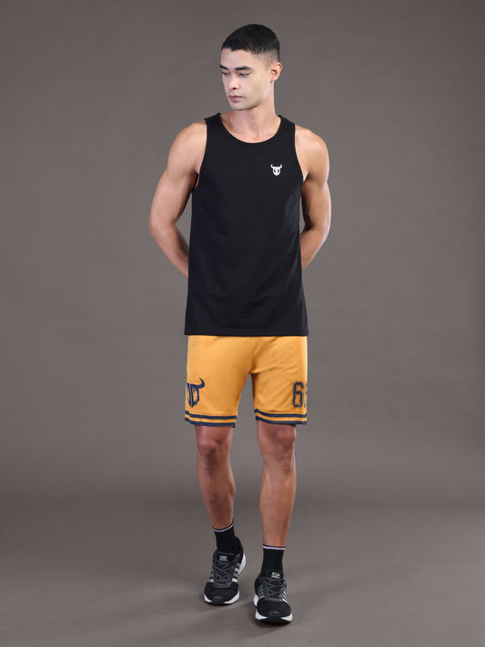 Go Devil Printed Mens Yellow Sports Shorts