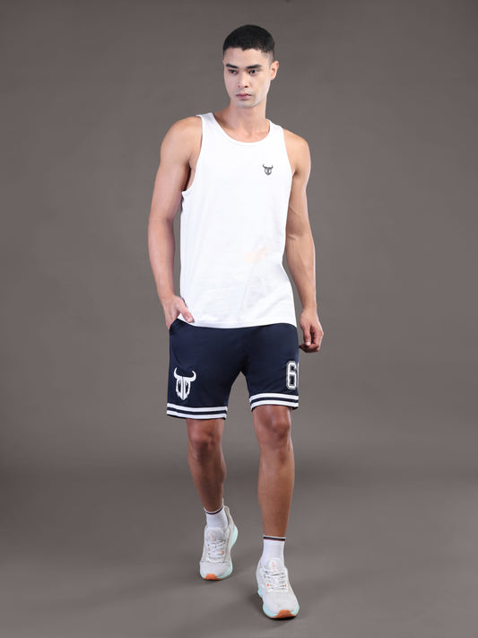 Go Devil Printed Mens Navy Blue Sports Shorts