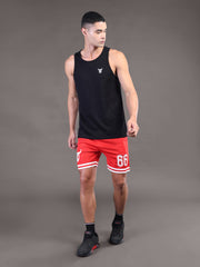 Go Devil Printed Mens Red Sports Shorts