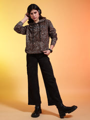 Go Devil Womens Leopard Print Hoodie