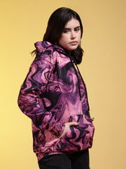 Go Devil Womens Abstract Marble Print Hoodie