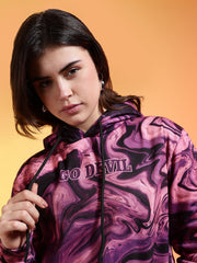 Go Devil Womens Abstract Marble Print Hoodie