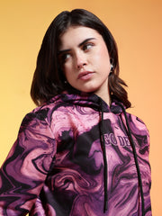 Go Devil Womens Abstract Marble Print Hoodie