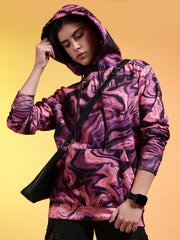 Go Devil Womens Abstract Marble Print Hoodie