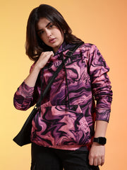 Go Devil Womens Abstract Marble Print Hoodie