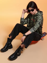 Go Devil Womens Camouflage Print Hoodie