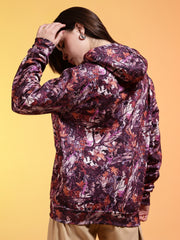 Go Devil Womens Autumn Leaf Print Hoodie