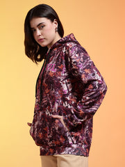 Go Devil Womens Autumn Leaf Print Hoodie