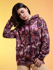 Go Devil Womens Autumn Leaf Print Hoodie