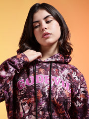 Go Devil Womens Autumn Leaf Print Hoodie