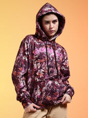 Go Devil Womens Autumn Leaf Print Hoodie