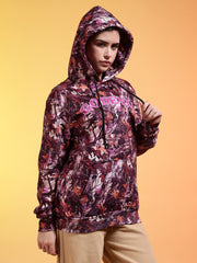 Go Devil Womens Autumn Leaf Print Hoodie