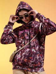 Go Devil Womens Autumn Leaf Print Hoodie