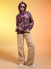 Go Devil Womens Autumn Leaf Print Hoodie