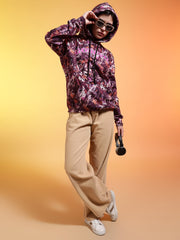 Go Devil Womens Autumn Leaf Print Hoodie