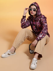 Go Devil Womens Autumn Leaf Print Hoodie