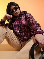 Go Devil Womens Autumn Leaf Print Hoodie