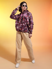 Go Devil Womens Autumn Leaf Print Hoodie