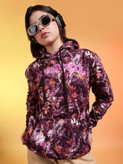 Go Devil Womens Autumn Leaf Print Hoodie