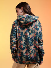 Go Devil Green Womens Forest Leaf Print Hoodie