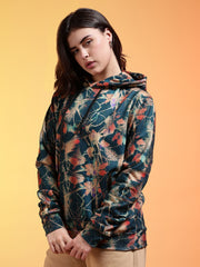 Go Devil Green Womens Forest Leaf Print Hoodie