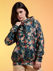 Go Devil Green Womens Forest Leaf Print Hoodie