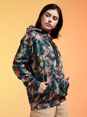 Go Devil Green Womens Forest Leaf Print Hoodie