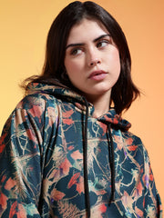 Go Devil Green Womens Forest Leaf Print Hoodie