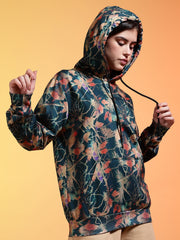 Go Devil Green Womens Forest Leaf Print Hoodie