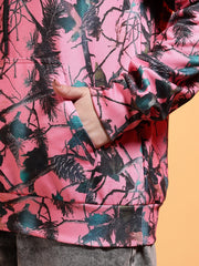 Go Devil Womens Pink Forest Print Hoodie