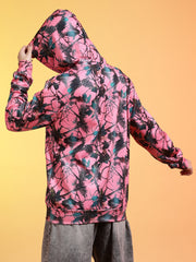 Go Devil Womens Pink Forest Print Hoodie