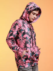 Go Devil Womens Pink Forest Print Hoodie