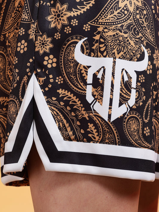 Go Devil 66 Printed Beige & Black Paisley Co-ord Set For Women's