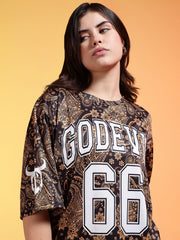 Go Devil 66 Printed Beige & Black Paisley Co-ord Set For Women's