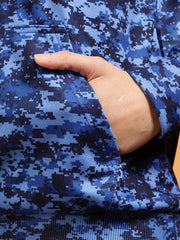 Go Devil Blue Digital Camo Printed Winter Hoodie For Women