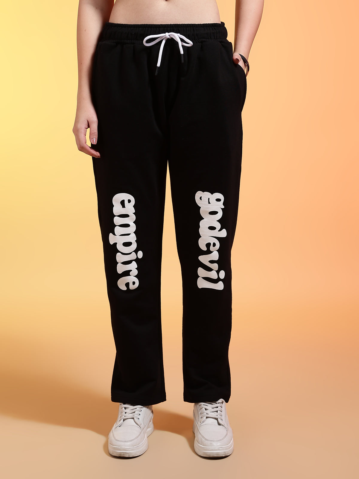 Go Devil Womens Black Casual Printed Joggers