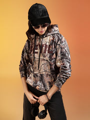 Go Devil Brown Forest Camo Printed Hoodie For Women’s