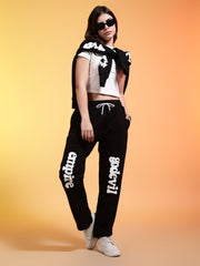 Go Devil Womens Black Casual Printed Joggers