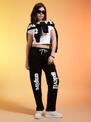 Go Devil Womens Black Casual Printed Joggers
